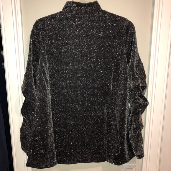 Alfani Mock-Neck Drape-Sleeve Metallic Top - Picture 6 of 8